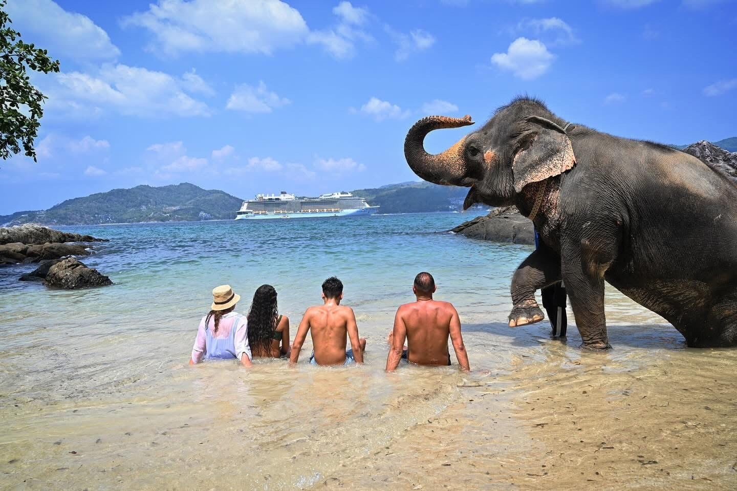 phuket elephant riding on the beach